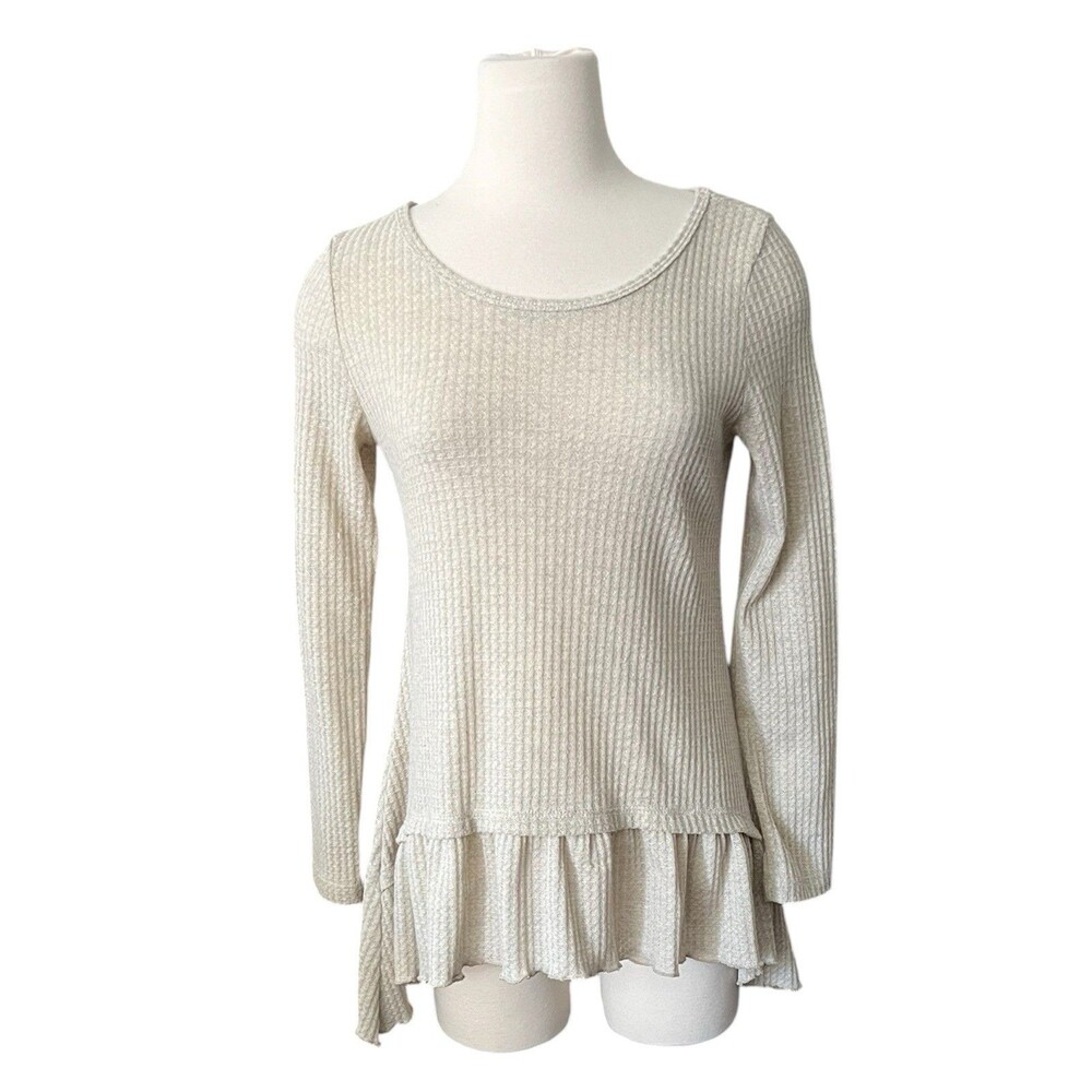 Vintage Jody California Y2K Waffle Knit Peplum Top Small Made in USA Fairycore